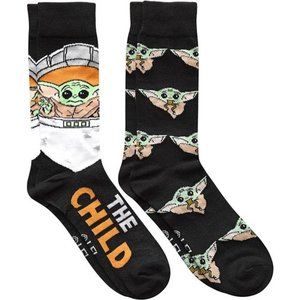 STAR WARS Baby Yoda Men's Crew Socks 2 Pair Pack Shoe Size 6-12
